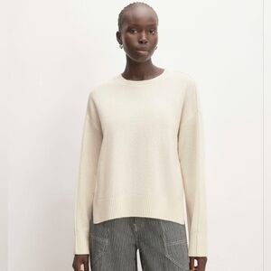 Everlane The Good Merino Wool Crewneck Sweater Boxy Cropped Bone White Small